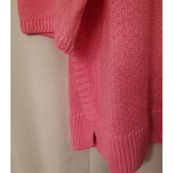 Talbots Pink Knit Sweater Embroidered Bead Pineapple Knit Linen Blend Size 2X - Picture 5 of 7